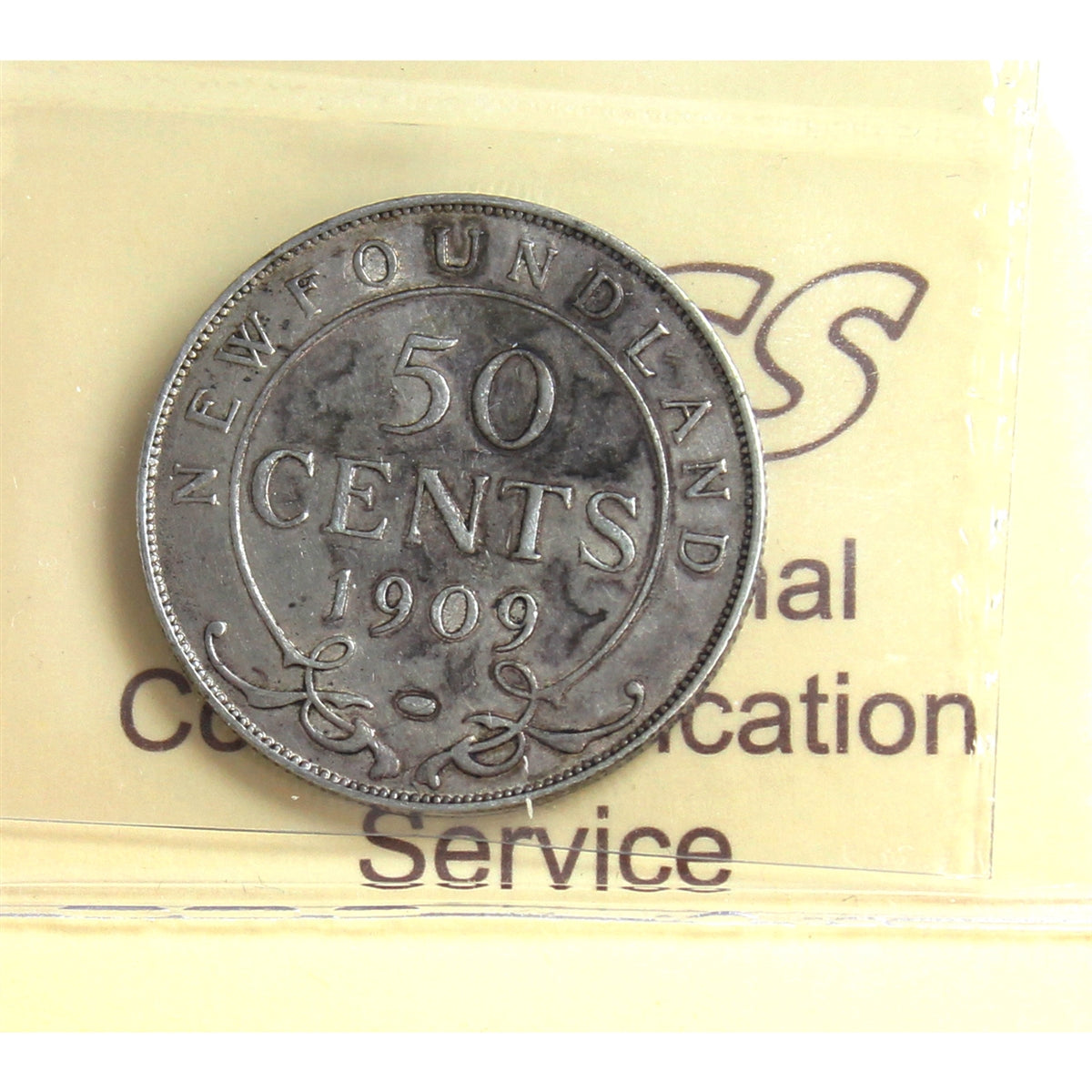 1909 Newfoundland 50-cents ICCS Certified AU-50 (Scratched)
