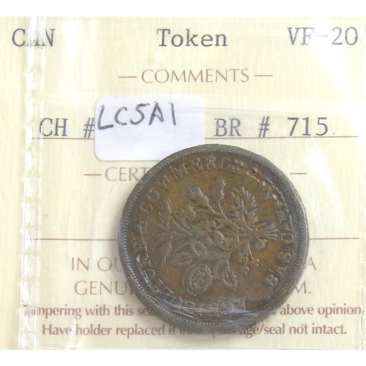 LC-5A1 No Date (1838) Lower Canada Banque du Peuple, Montreal, Un Sou ICCS Cert. VF-20