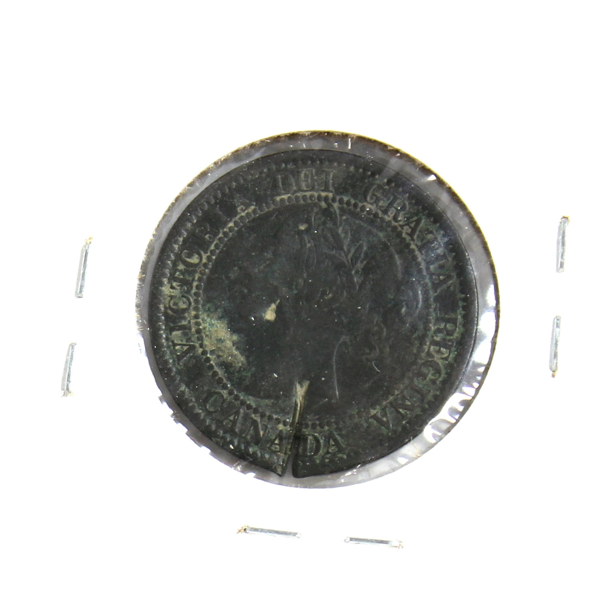 1858 Canada 1-cent Fine (F-12) Scratched, Cleaned, or Impaired