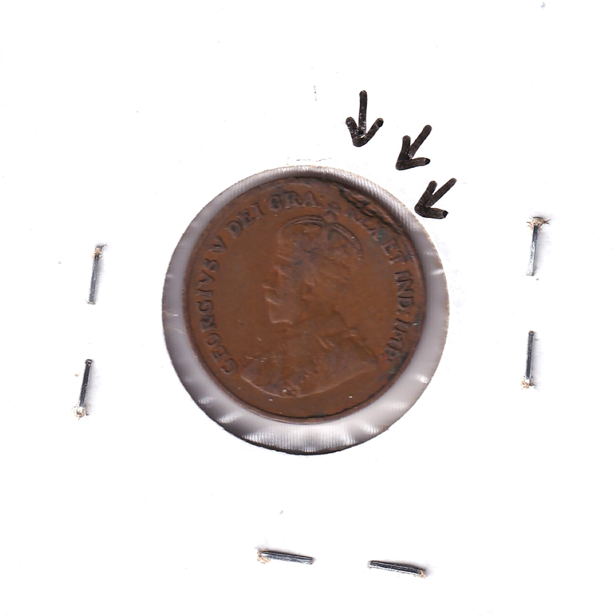 ERROR 1927 Canada 1-cent Fine (F-12) Lamination Error