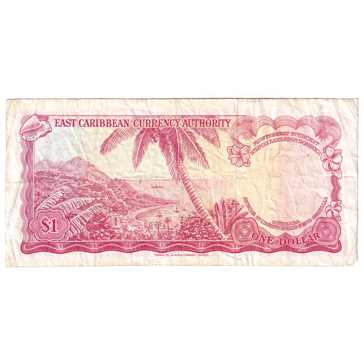East Caribbean States 1965 1 Dollar Note, Pick #13c, Signature 4, VF