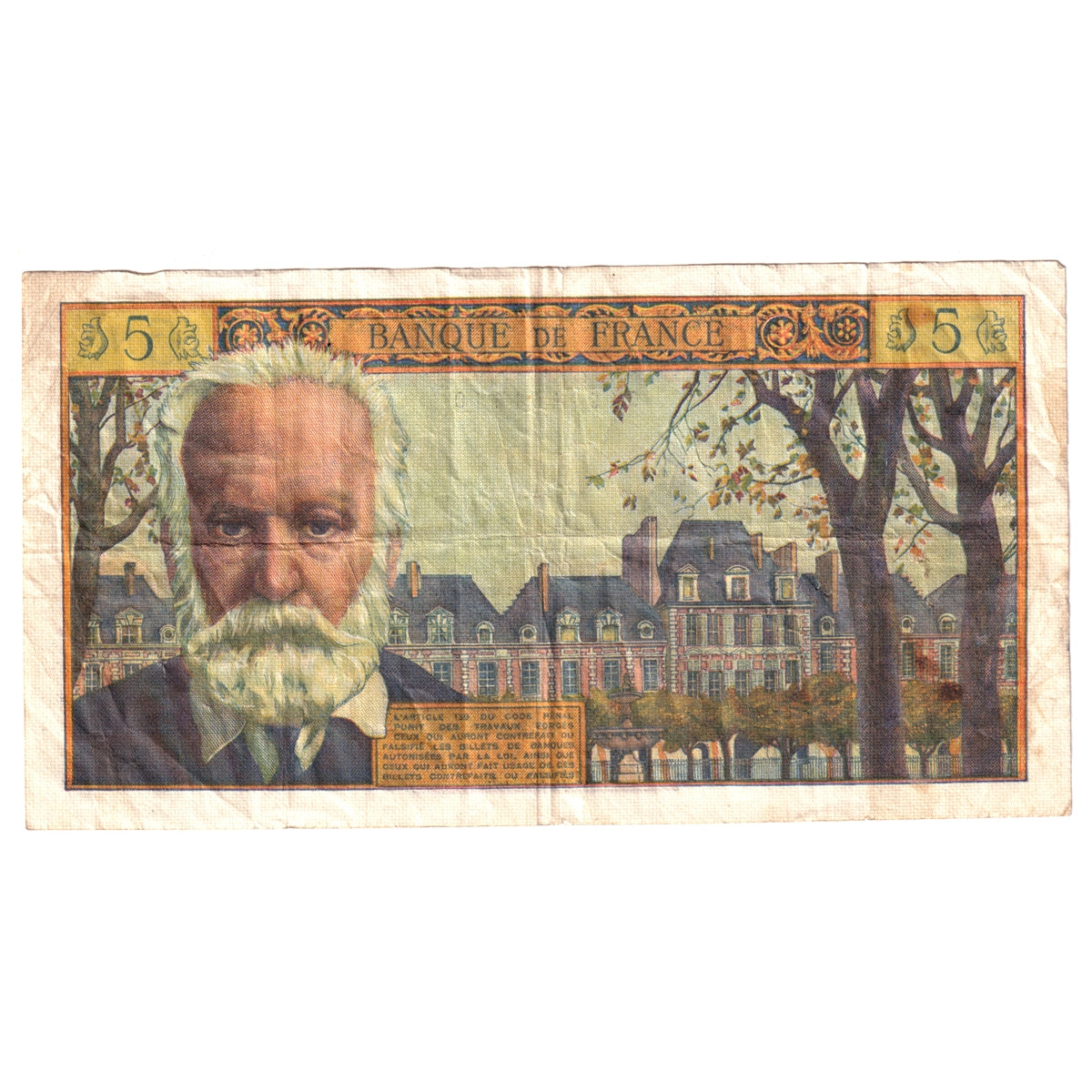 France Note Pick #141a 1962 5 Nouveaux Francs, Very Fine (VF20) Holes