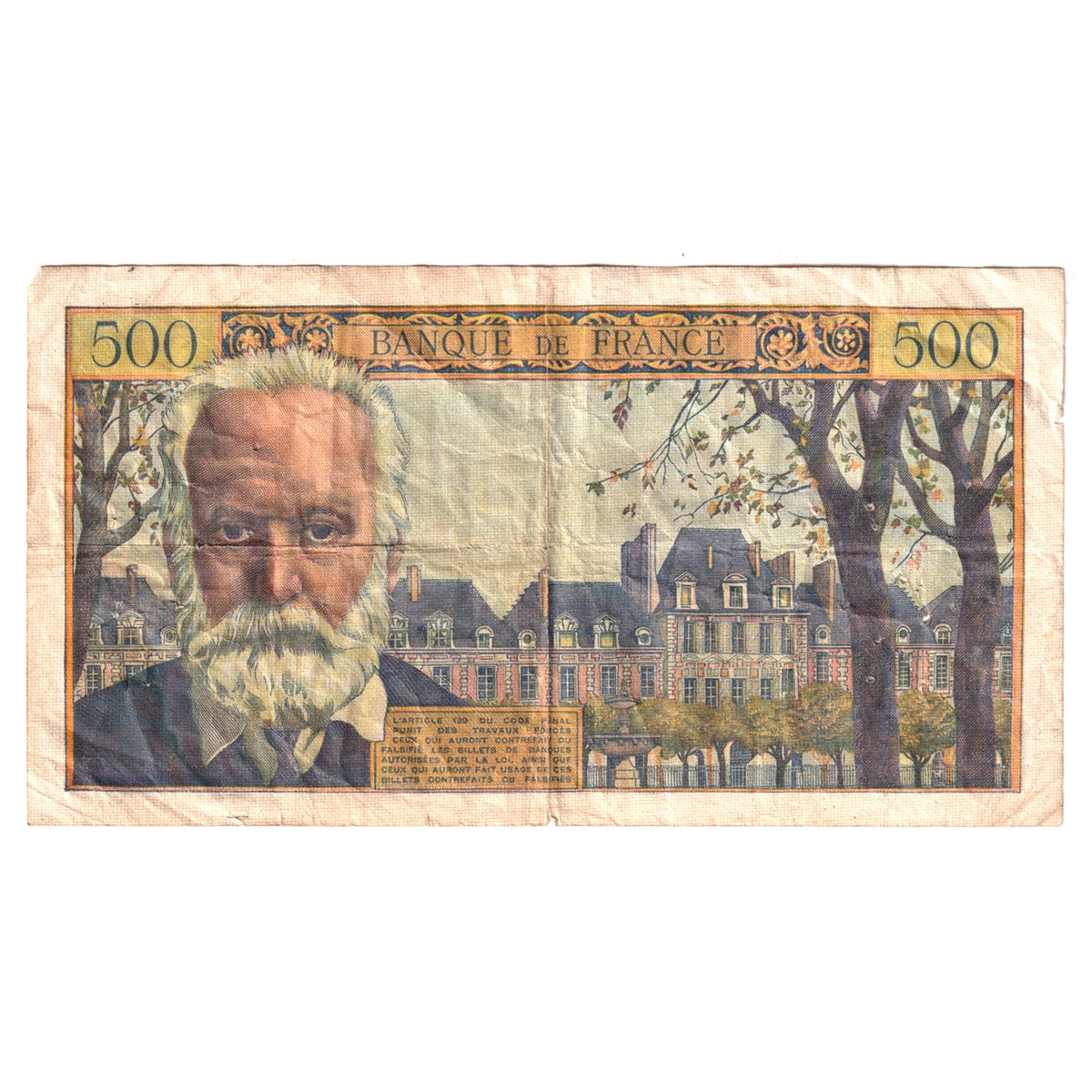 France Note, Pick #133a 1954 500 Francs, Very Fine (VF20) Damaged
