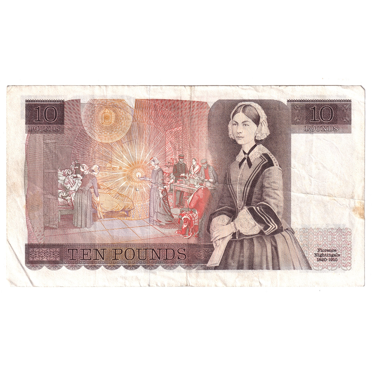 Great Britain Note BE160b 1980 10 Pounds, U--, VF (Damaged)