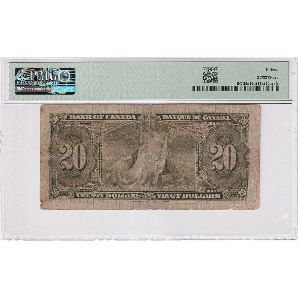 BC-25a 1937 Canada $20 Osborne-Towers, A/E, PMG Certified F15