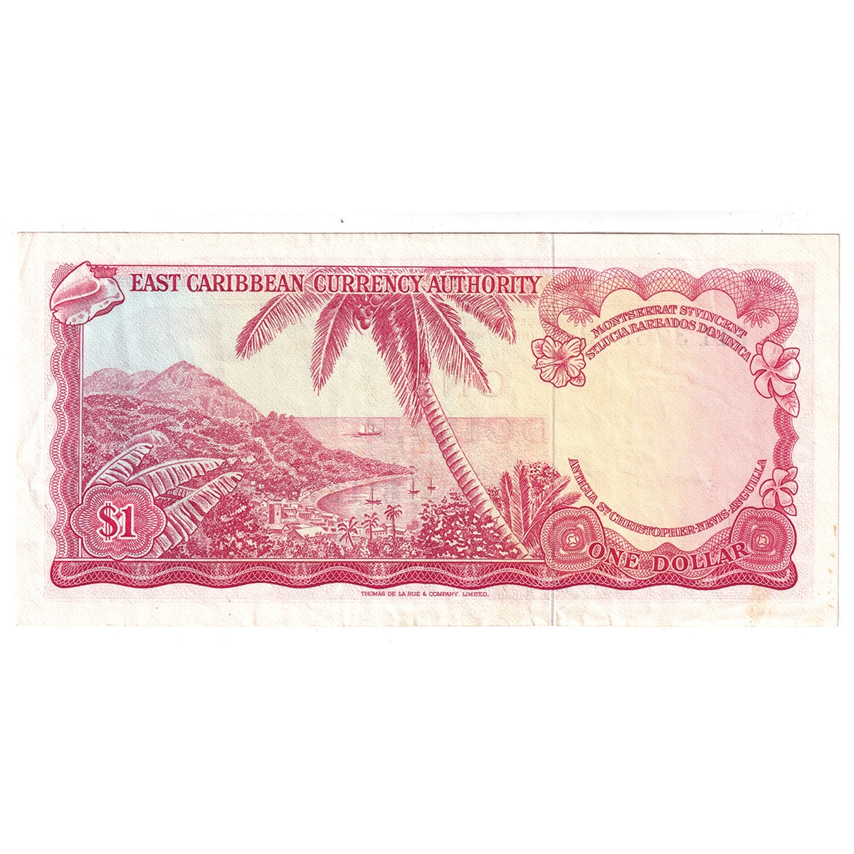 East Caribbean States Note, 1965 1 Dollar, Signature 2, Pick #13a, AU