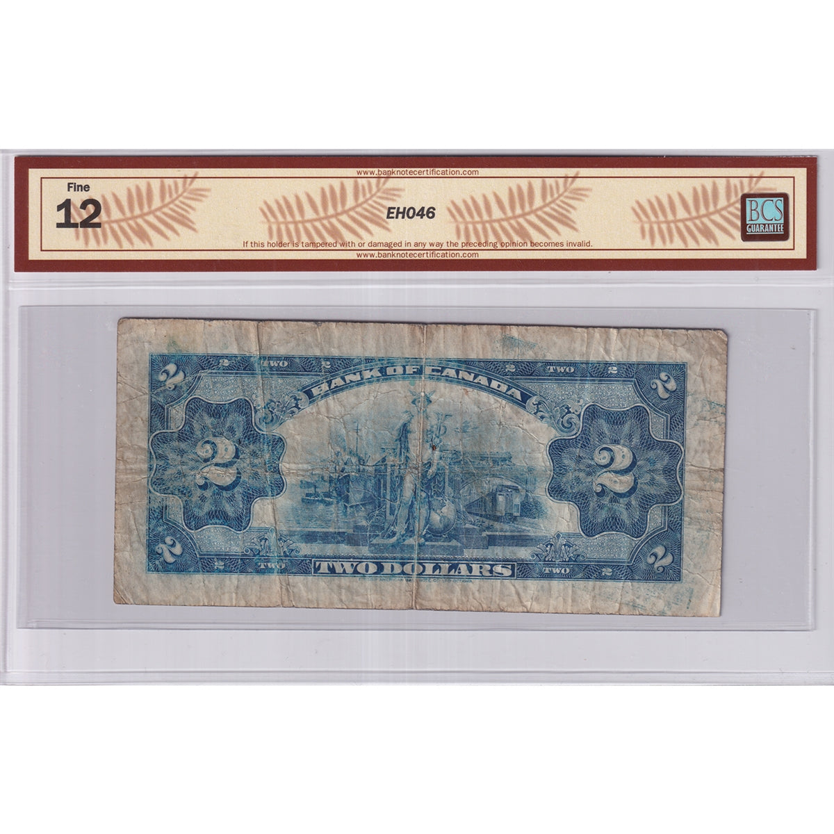 BC-3 1935 Canada $2 Osborne-Towers, English, B, BCS Certified F12 (Holes, Stains)