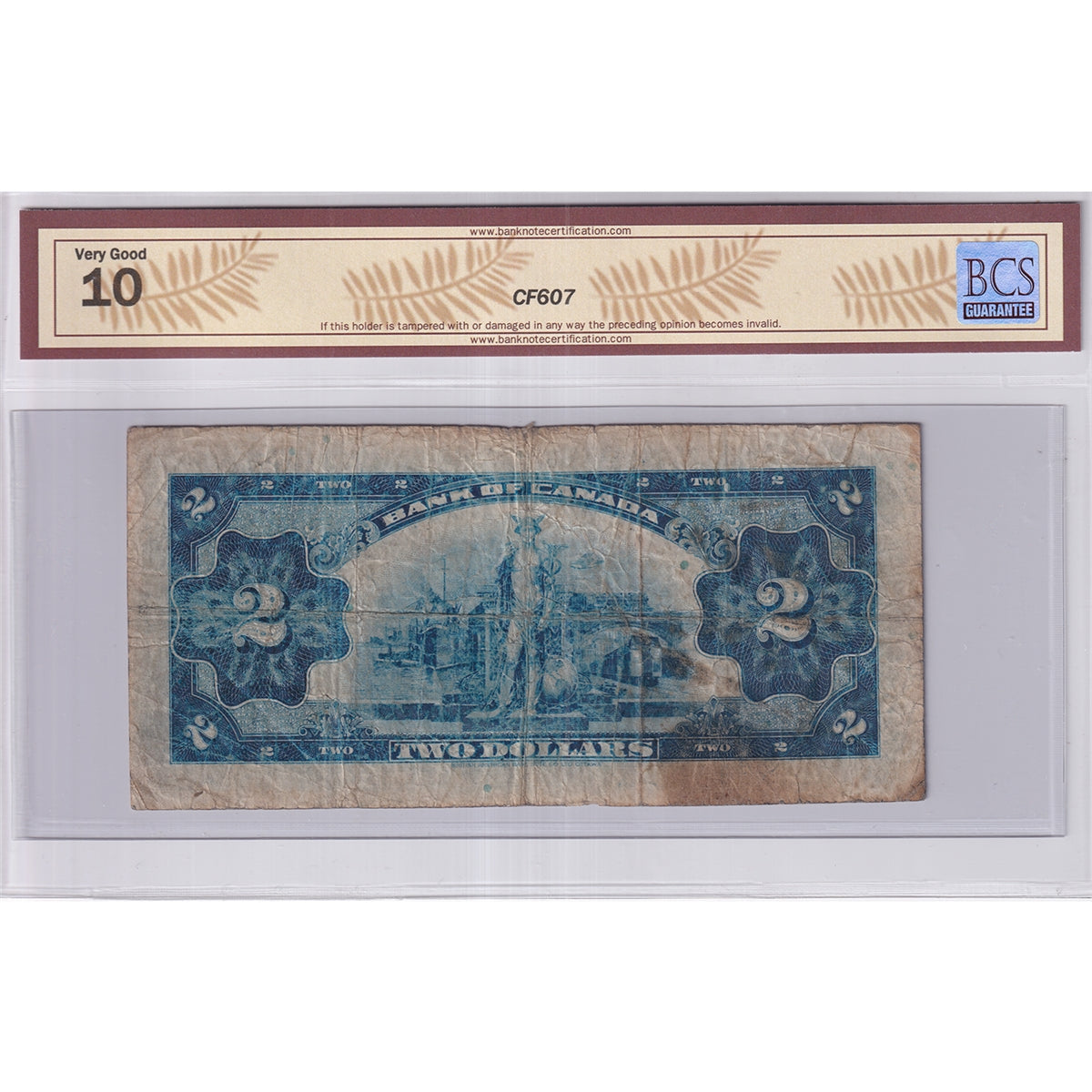 BC-3 1935 Canada $2 Osborne-Towers, English, BCS Certified VG10 (Impaired)