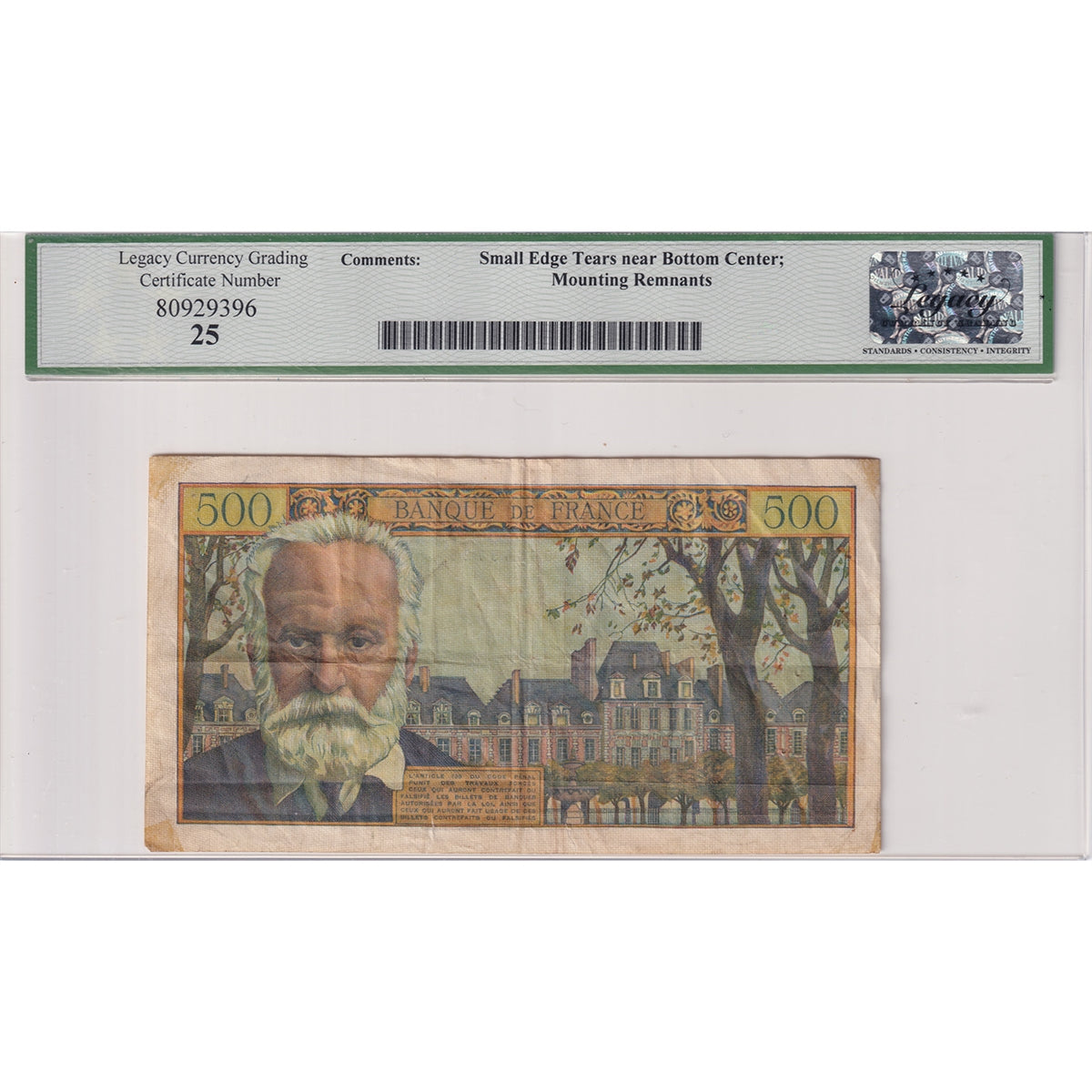 France Note, 1957-58 500 Francs, Pick #133b, Legacy Certified VF25 (Issues)