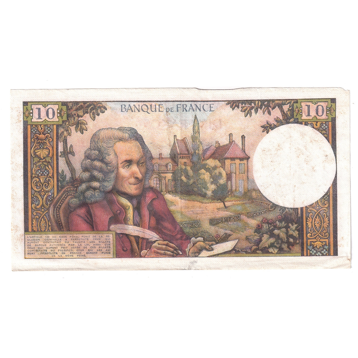 France Note, 1967 10 Francs, Pick #147c, EF (Tears)