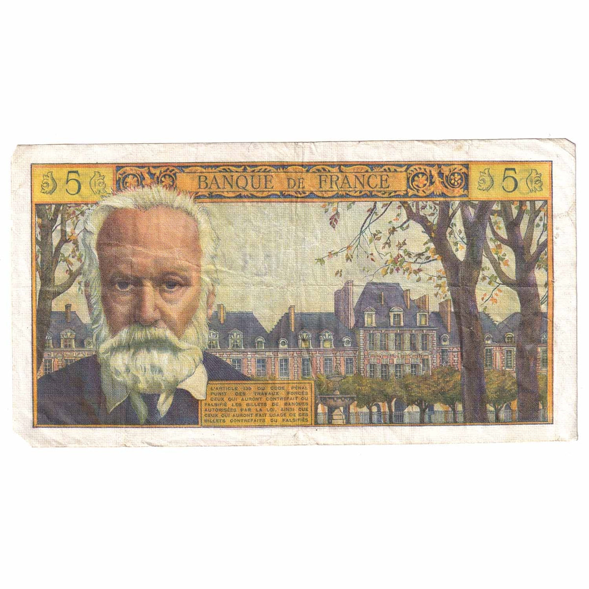 France Note 1964 5 Nouveaux Francs VF (damaged)