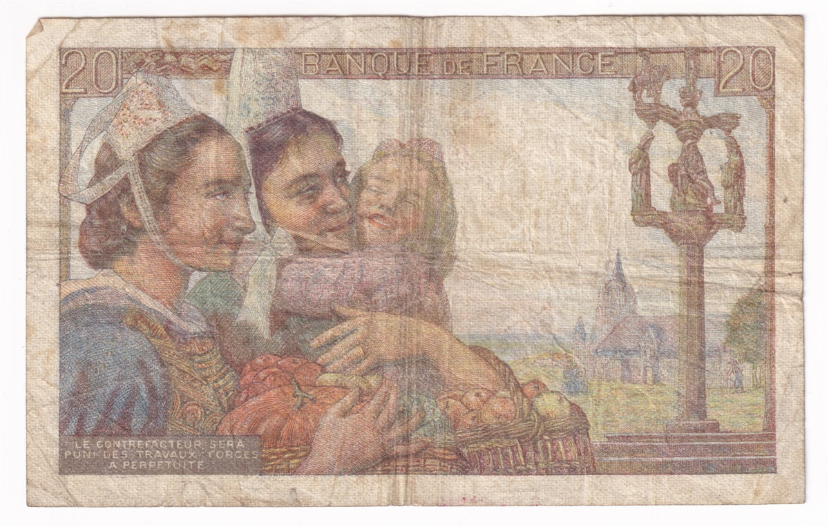 France Note, 1942 20 Francs, F (holes)