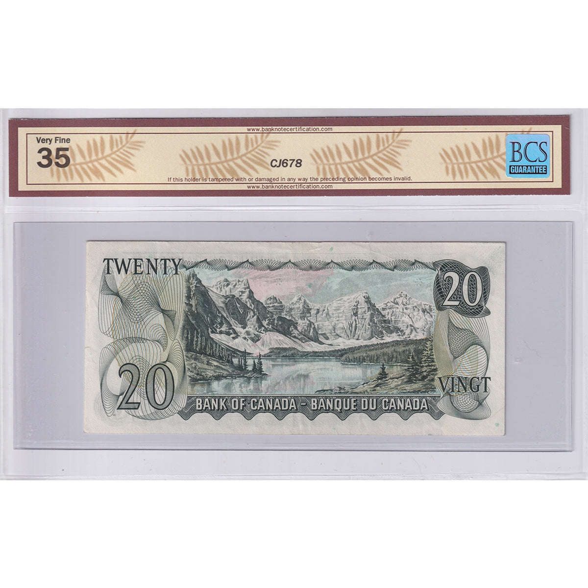 BC-50aA 1969 Canada $20 Beattie-Rasm., Replacement, *EM, BCS Cert. VF35 (Minor Tear)