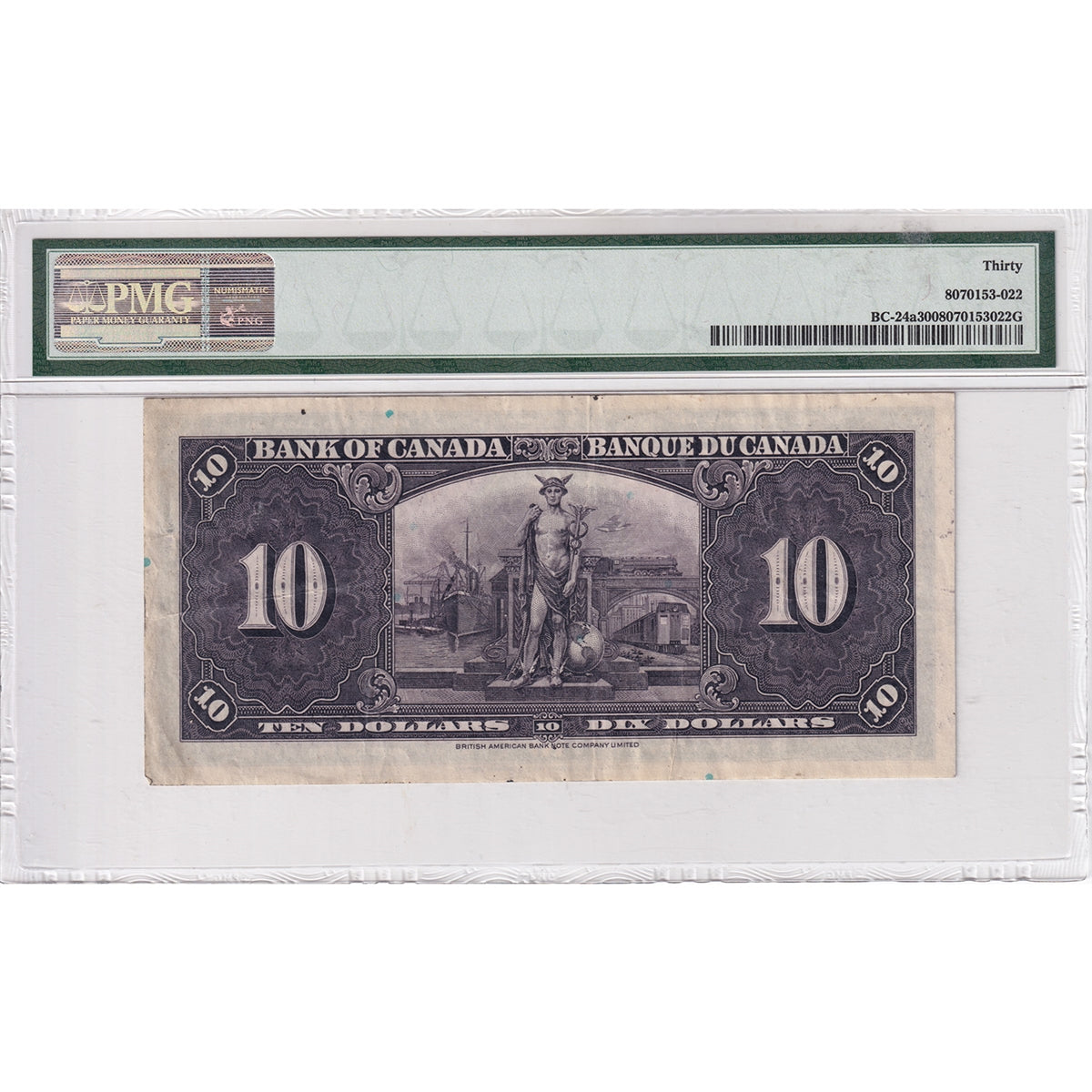 BC-24a 1937 Canada $10 Osborne-Towers, A/D, PMG Certified VF30