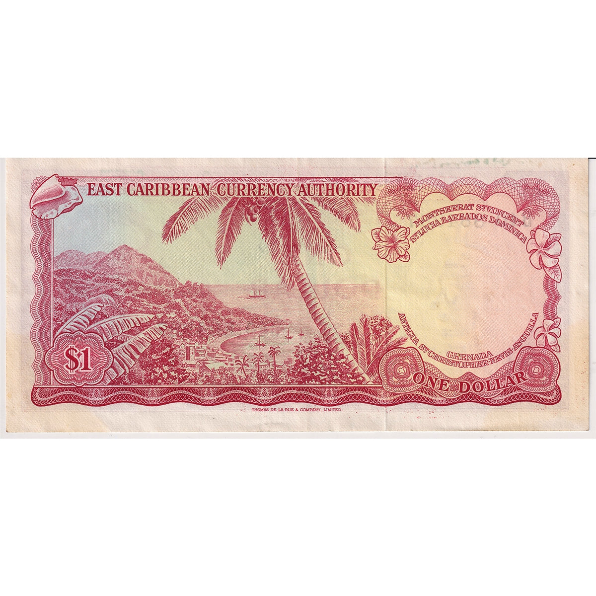 East Caribbean States 1965 1 Dollar Note, Pick #13d, Signature 6, AU
