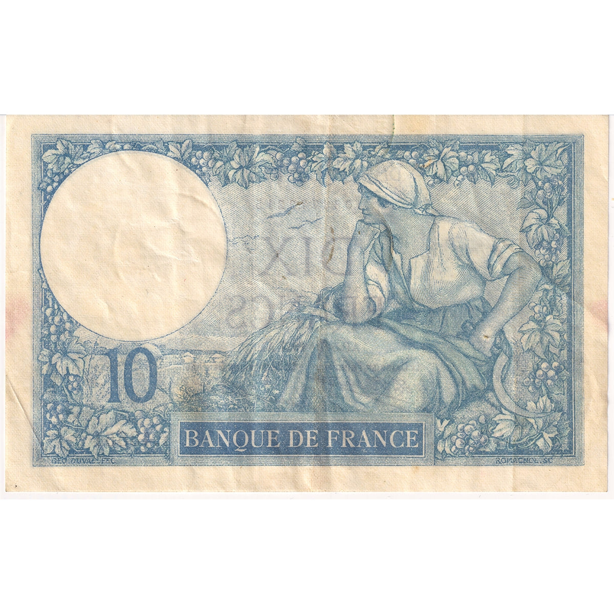 France 1927 10 Francs Note, Pick #73d, VF-EF (Hole)