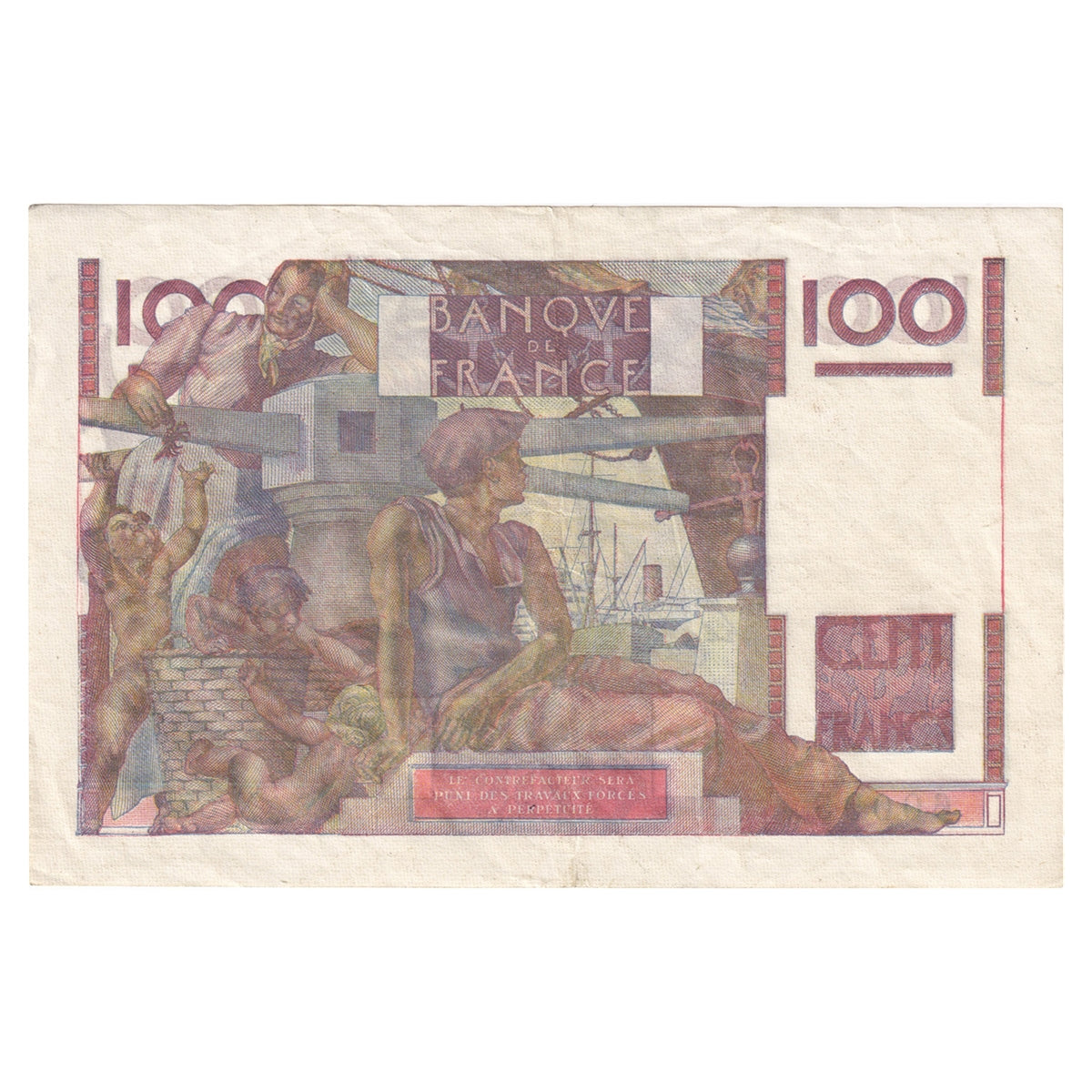 France 1953 100 Francs Note, Pick #128d, EF