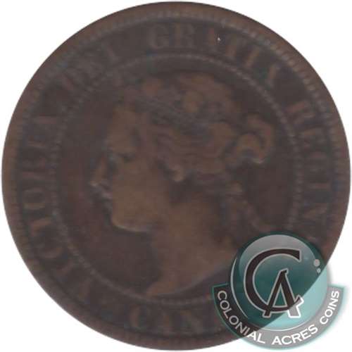 1884 Obv. 2 Canada 1-cent Very Good (VG-8)