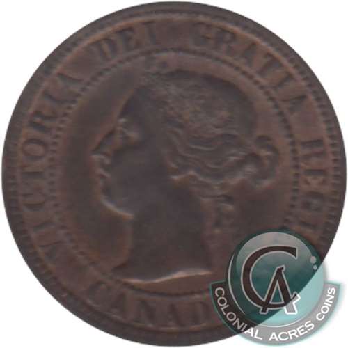 1884 Obv. 2 Canada 1-cent Almost Uncirculated (AU50)