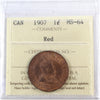 1907 Canada 1-cent ICCS Certified MS-64 Red (XFC 216)