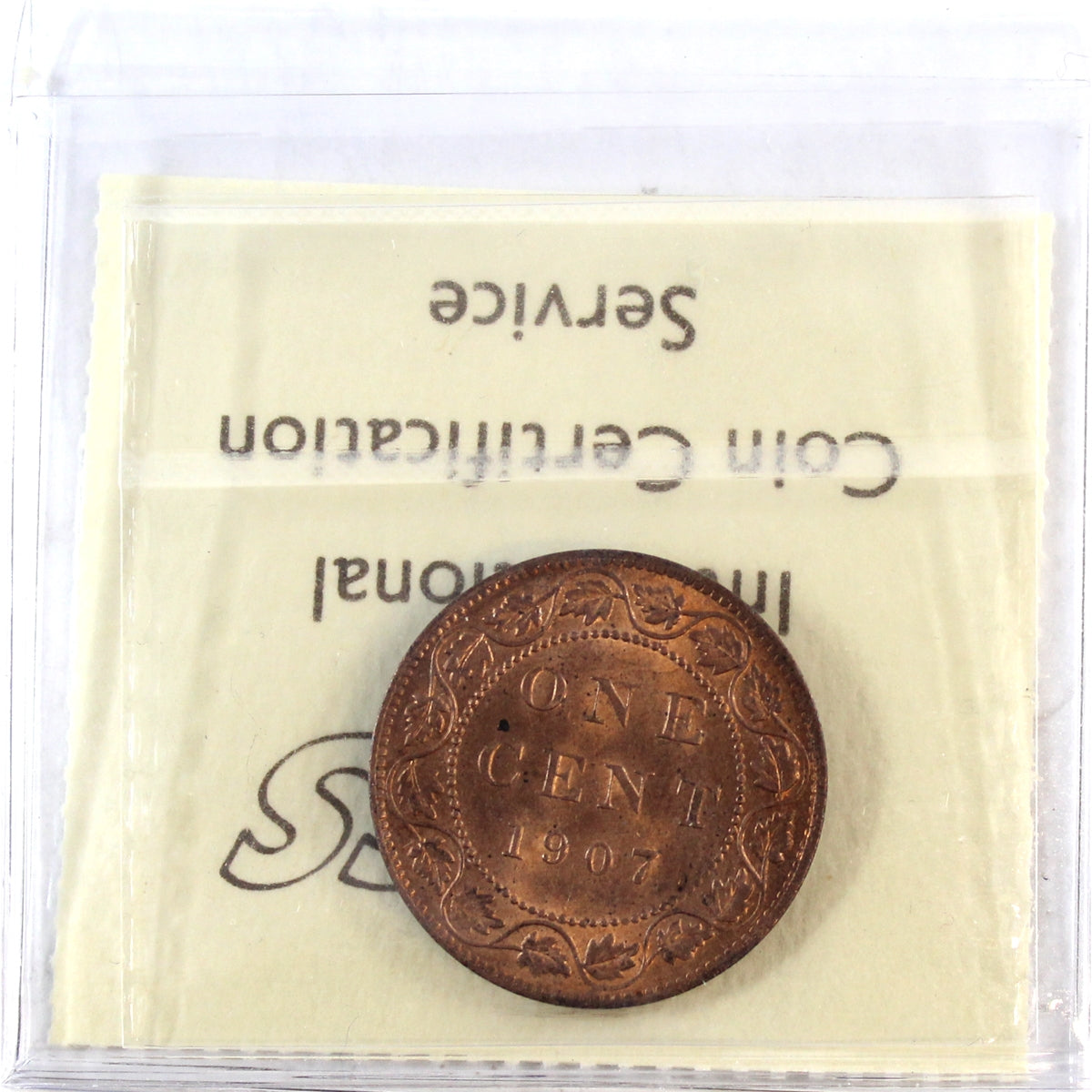 1907 Canada 1-cent ICCS Certified MS-64 Red (XFC 216)