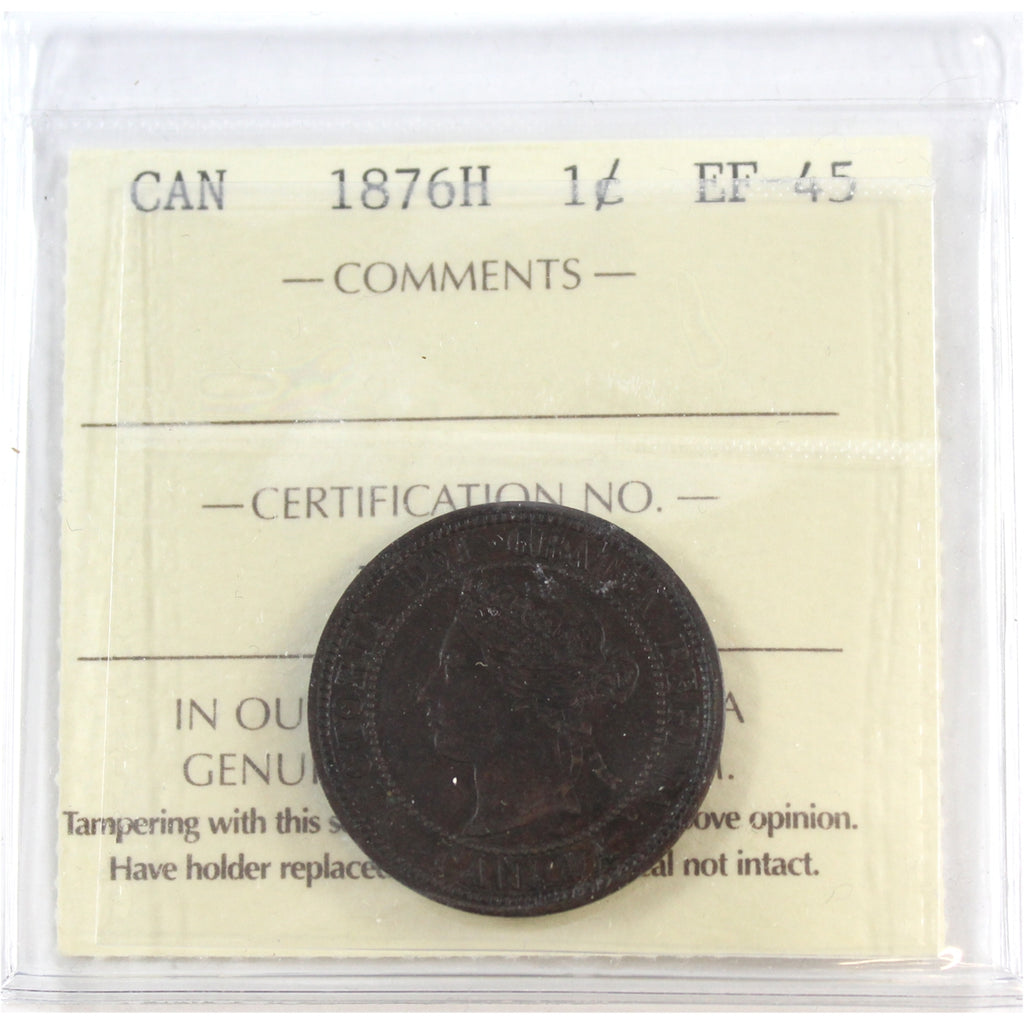 1876H Canada 1-cent ICCS Certified EF-45