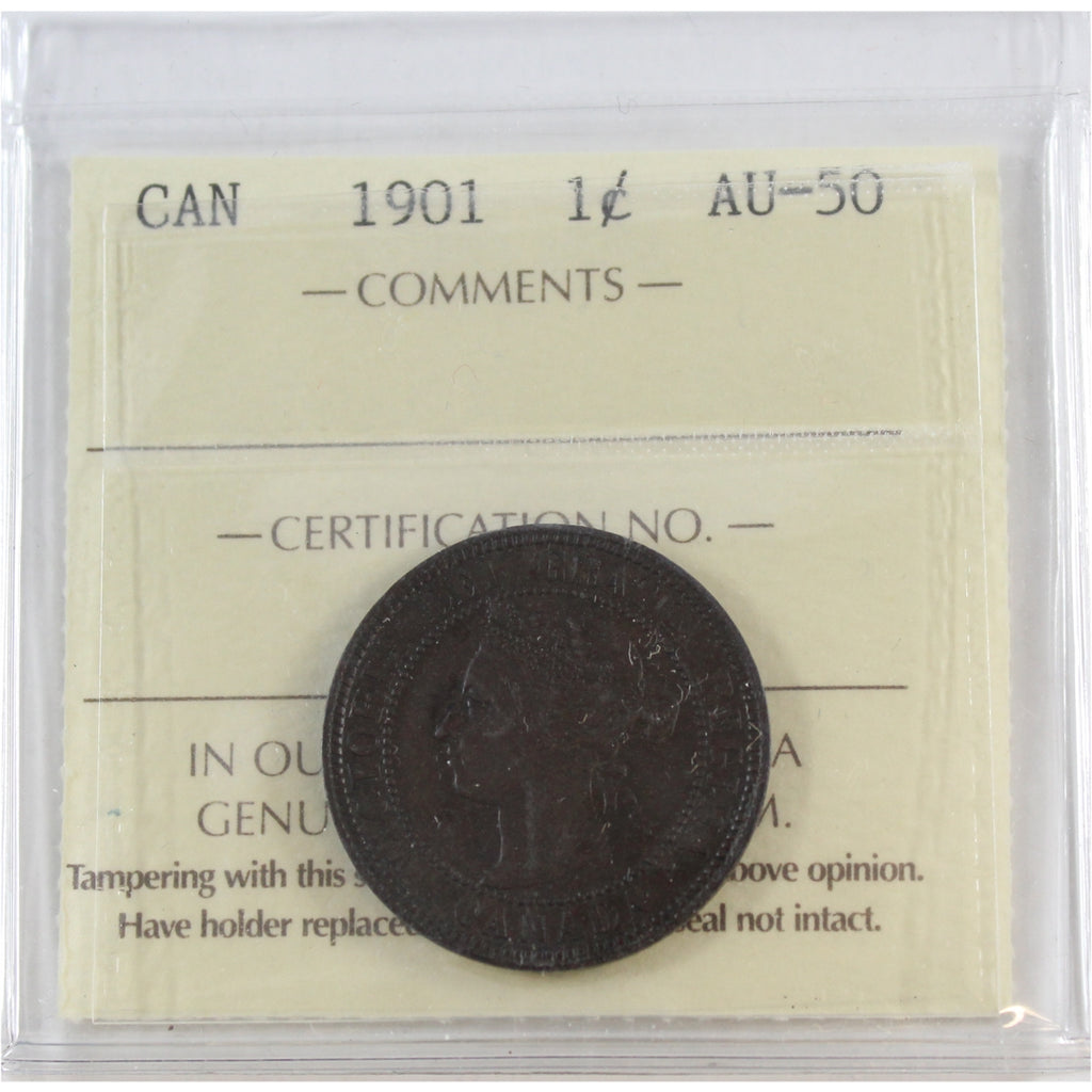 1901 Canada 1-cent ICCS Certified AU-50