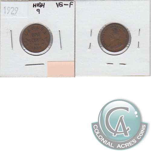 1929 High 9 Canada 1-cent VG-F (VG-10)