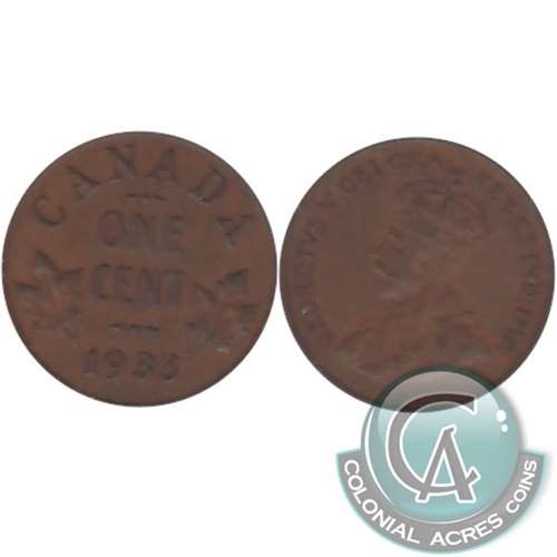 1933 Canada 1-cent Almost Uncirculated (AU50)