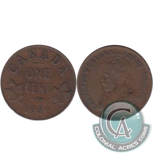 1934 Canada 1-cent Extra Fine (EF40)