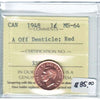 1948 A Off Denticle Canada 1-cent ICCS Certified Red MS-64