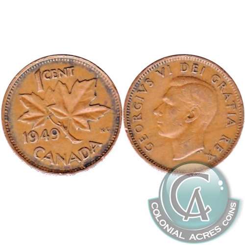 1949 A To Denticle Canada 1-cent Very Fine (VF20)