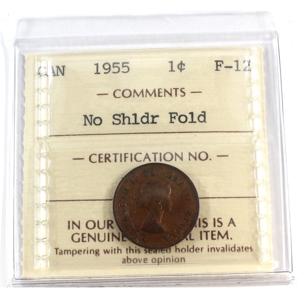 1955 NSF Canada 1-cent ICCS Certified F-12