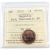 2010 Canada 1-cent ICCS Certified MS-66 Red; Numismatic BU
