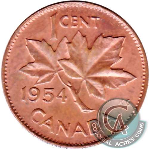 1954 Canada 1-cent Almost Uncirculated (AU-50)
