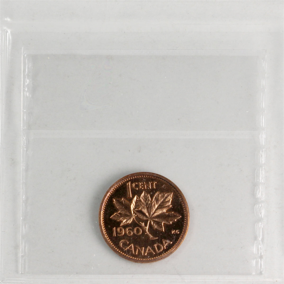 1960 Canada 1-cent ICCS Certified PL65 Red; Heavy Cameo