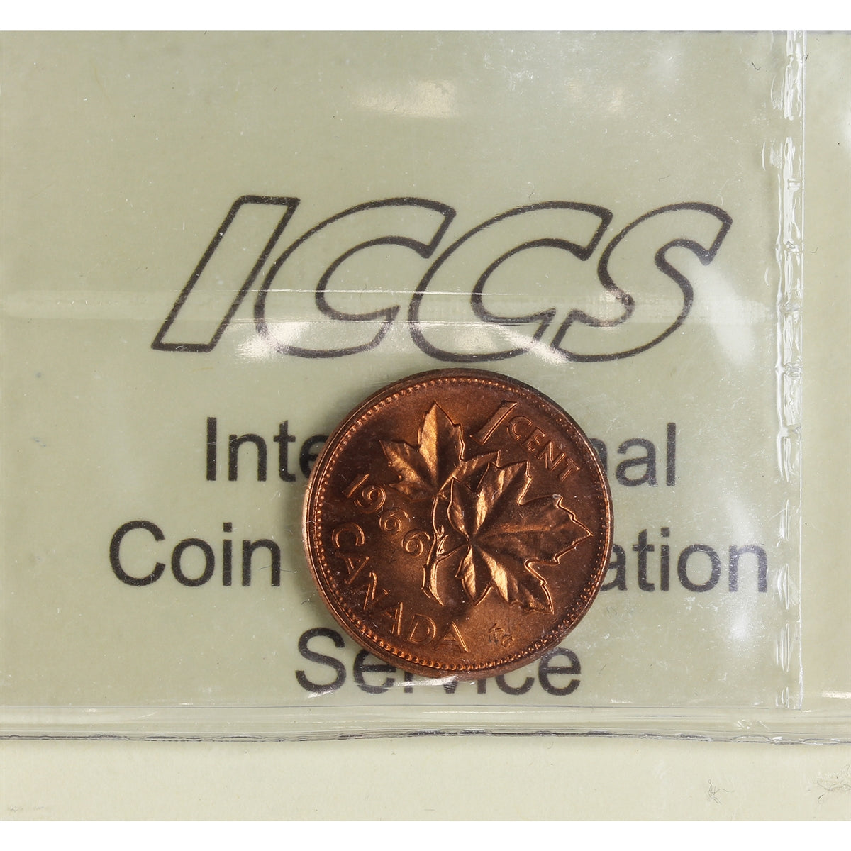 1966 Canada 1-cent ICCS Certified MS-66 Red