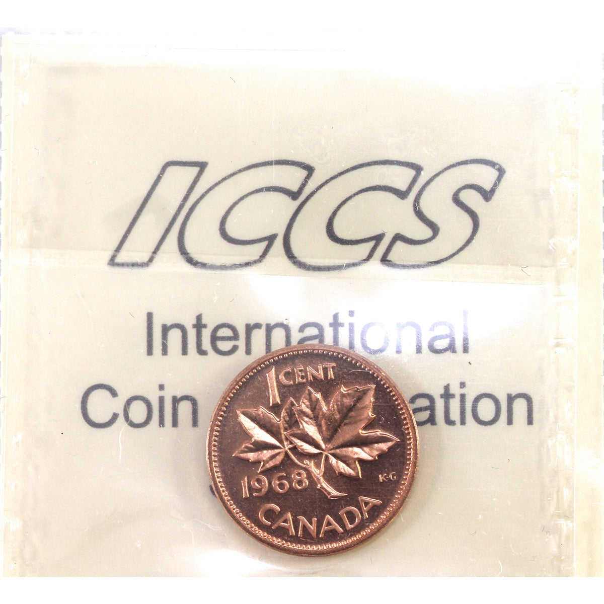 1968 Canada 1-cent ICCS Certified PL65 Red, Heavy Cameo