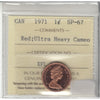 1971 Canada 1-cent ICCS Certified SP67 Red; Ultra Heavy Cameo