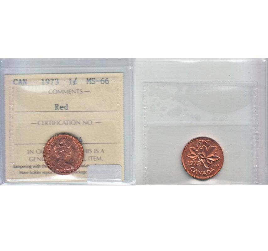 1973 Canada 1-cent ICCS Certified MS66 Red
