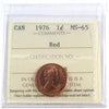 1976 Canada 1-cent ICCS Certified MS65 Red