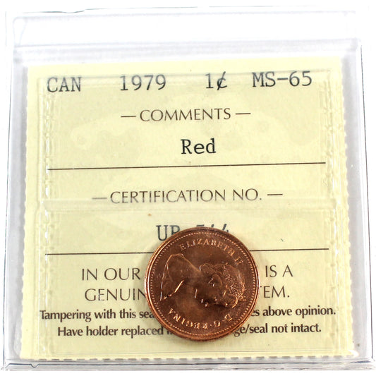1979 Canada 1-cent ICCS Certified MS65 Red