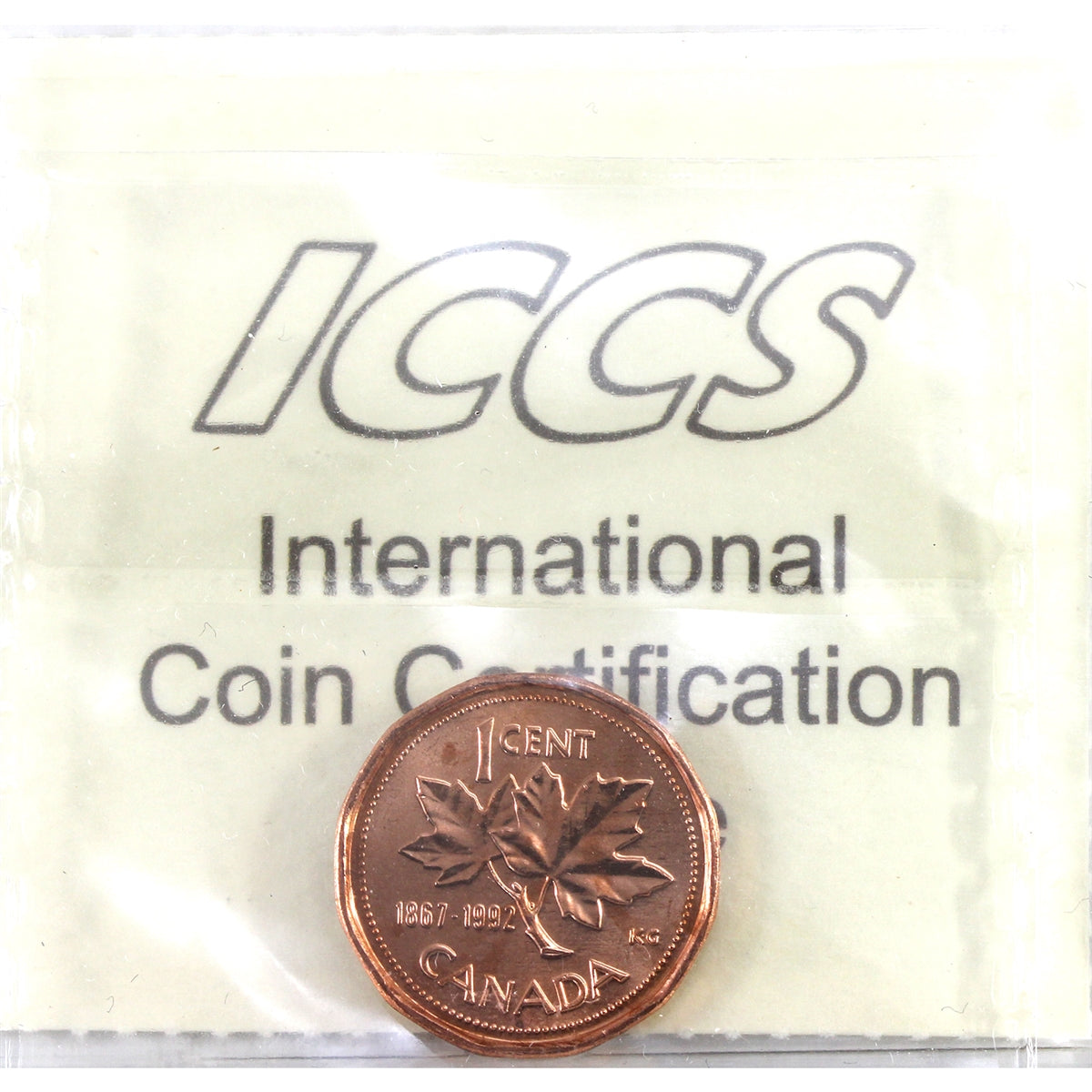 1992 Canada 1-cent ICCS Certified MS64 Red