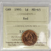 1995 Canada 1-cent ICCS Certified MS65 Red