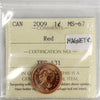 2009 Magnetic Canada 1-cent ICCS Certified MS-67 Red