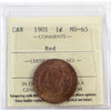 1901 Canada 1-cent ICCS Certified MS65 Red (XCE 721)