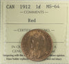 1912 Canada 1-cent ICCS Certified MS64 Red