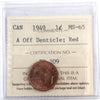 1949 A Off Denticle Canada 1-cent ICCS Certified MS65 Red