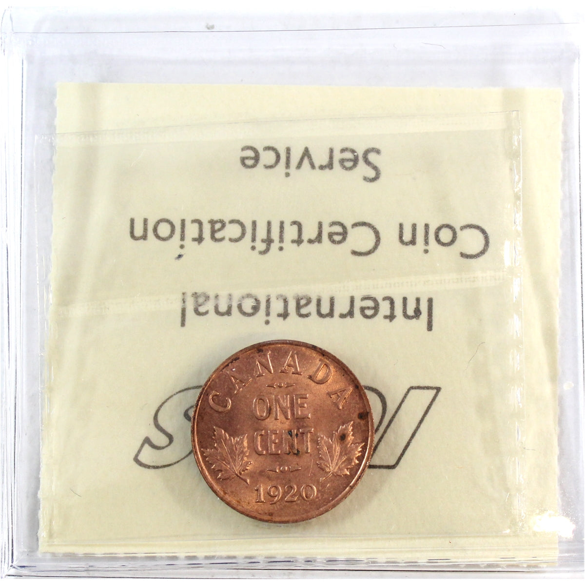 1920 Small Canada 1-cent ICCS Certified MS64 Red