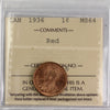 1936 Canada 1-cent ICCS Certified MS64 Red